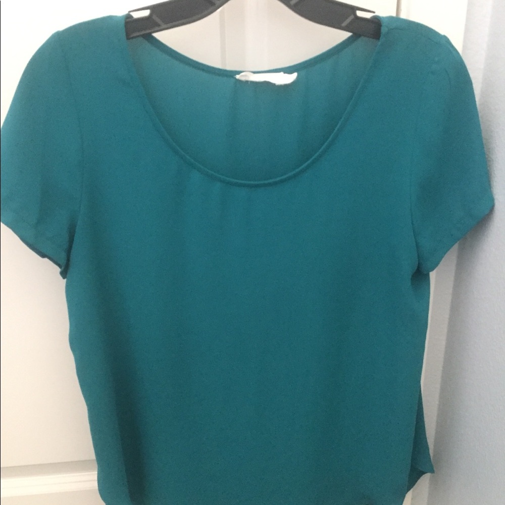 Teal sheer blouse